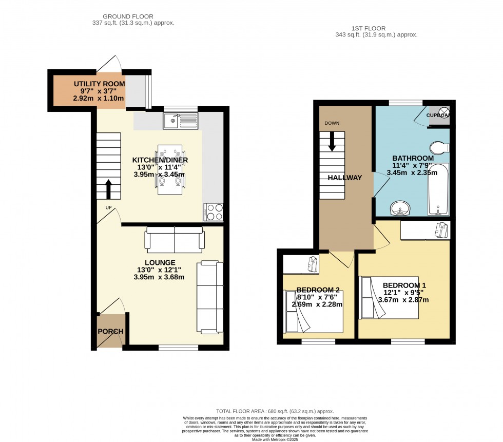 Floorplan for Carharrack, Redruth, Cornwall